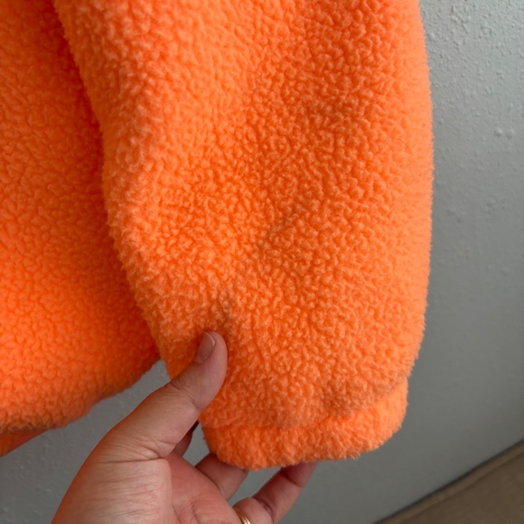 Free People Movement Hit The Slopes Neon Orange Fleece Sherpa Cropped Jacket - Picture 8 of 9